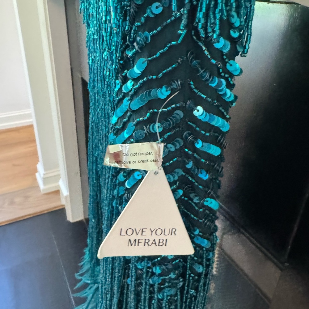 NADINE MERABI Teal Lottie Feathered Dress - Picture 9 of 13